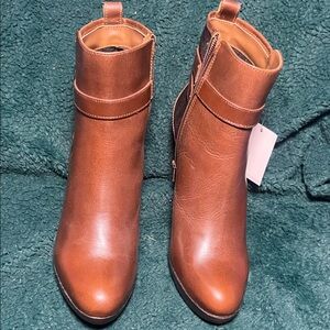 Elegant Brown Leather Ankle Booties